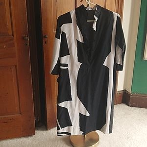 Vintage black/white faux collar button up